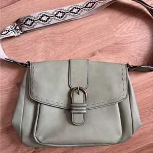 Ana Shoulder Bag in Sage Green with Adjustable Strap